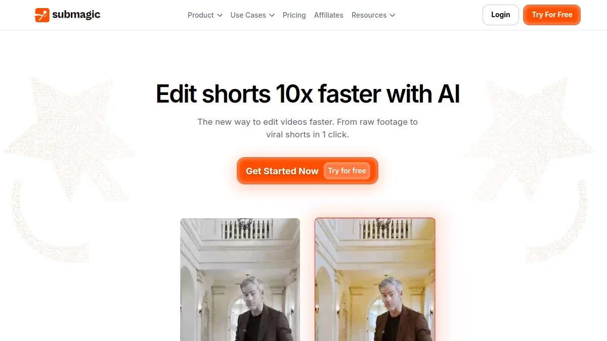 Home Page Submagic, tool AI of the editing Of shorts