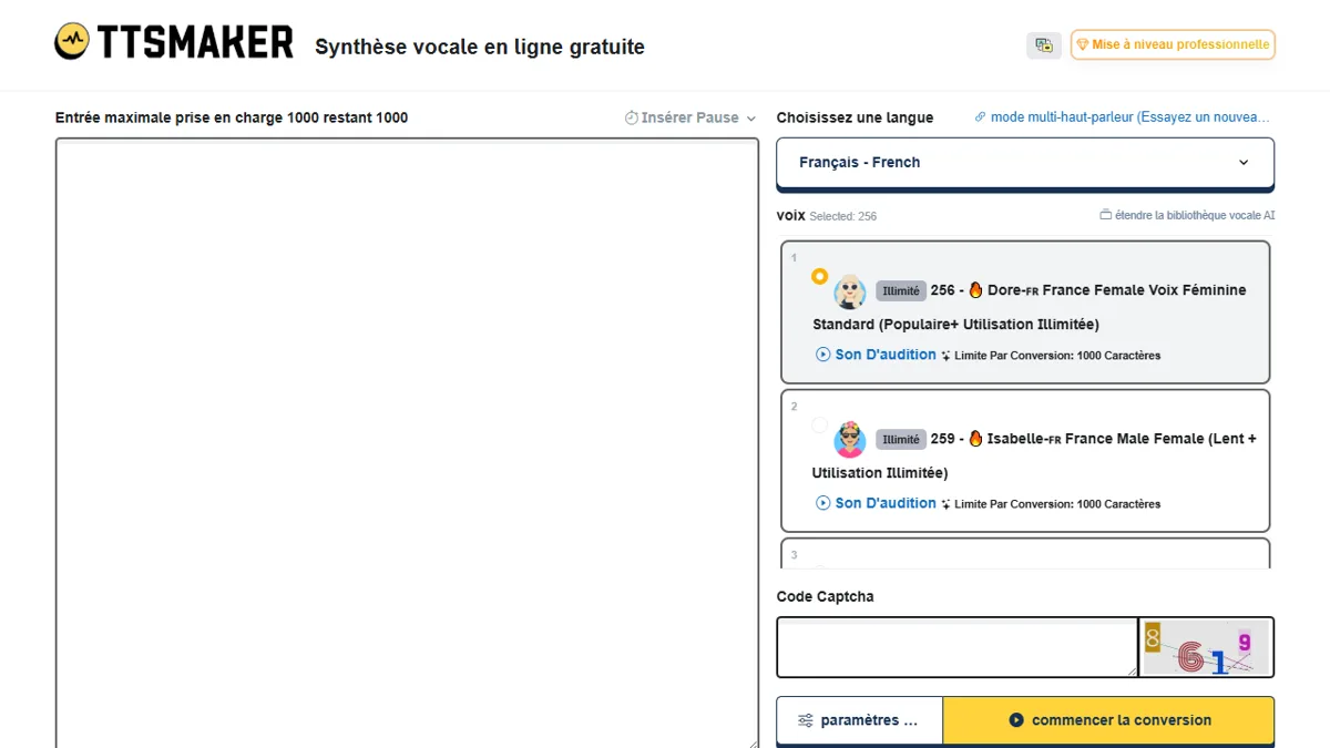 TTSMaker Online Interface to Convert Text to Voice