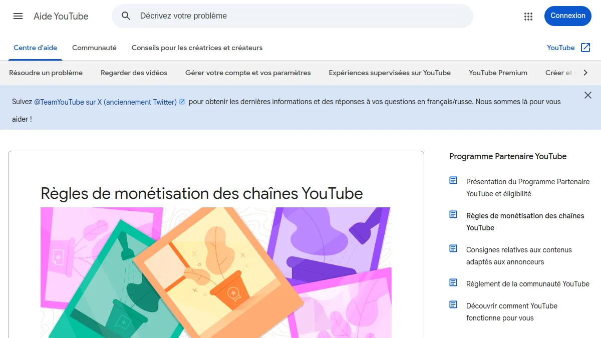 Official Help Page of YouTube on the rules of monetization of channels